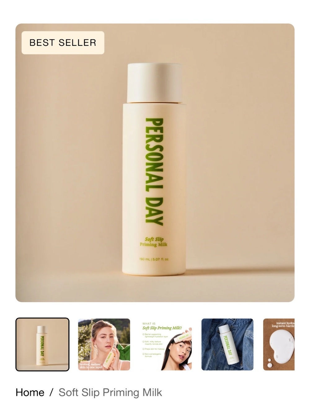Personal day soft slip, priming milk